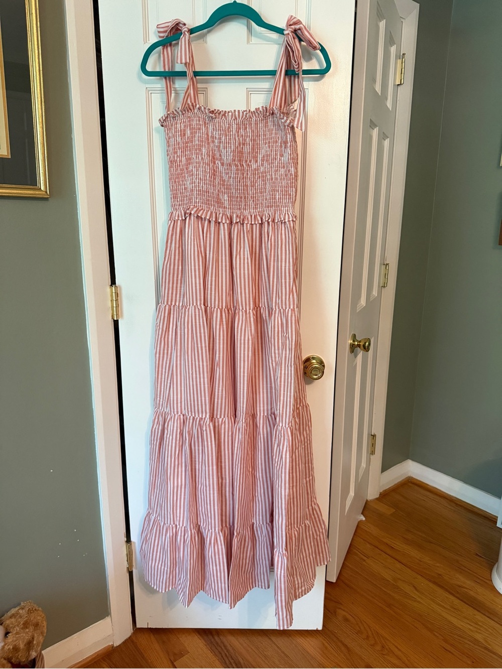 Tie-Shoulder Pink Striped Maxi Dress - Casual Summer